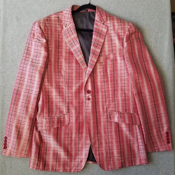 Angelino Metallic Red/Gray/Silver Fashion Dinner Jacket Formal Night Life Sz 2XL - Picture 1 of 15